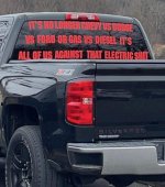 May be an image of car and text that says 'IT'S OLONGER CHEVY VS DODGE VS FORD OR GAS VS DIES...jpeg