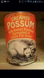 May be an image of ‎text that says '‎مه 3Gal 6:59 CREAMED POSSUM with Garnished in Sweet Pota...jpeg