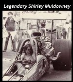 May be an image of 3 people and text that says 'Legendary Shirley Muldowney'.jpeg