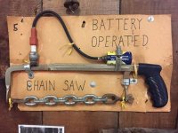 May be an image of hand drill and text that says '5 BATTERY OPERATED CHAIN SAW'.jpeg