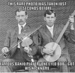 May be an image of 2 people, musical instrument and text that says 'THIS RARE PHOTO WAS TAKEN...jpeg