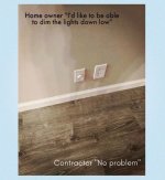 May be an image of light switch and text that says 'Home owner to dim the lights down Contrac...jpeg